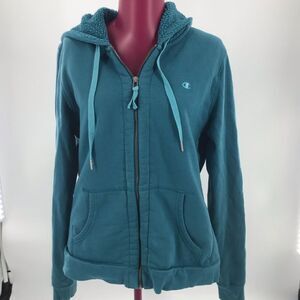 Champion Sherpa Fleece Zip up Hoodie sz L